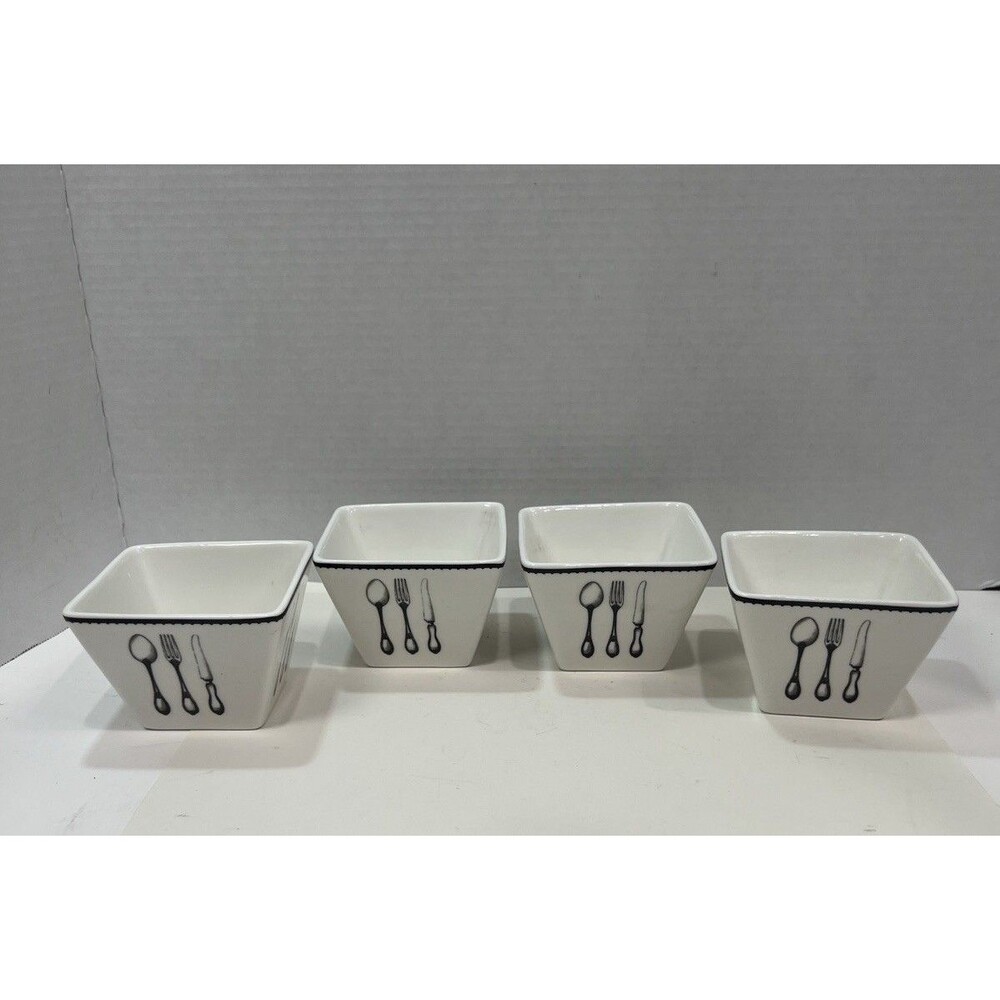 Ciroa Cutlery Porcelain Simple Serve Square Appetizer Bowls Set Of 4 Durable